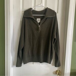 AERIE Sweater sage green Quarter Zip Oversized Relaxed Fit Size Small